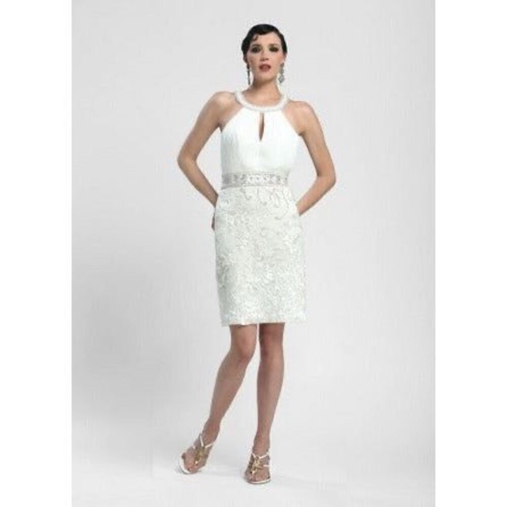 Sue Wong short white beaded dress size 8